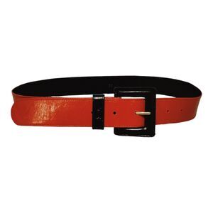 Vintage Bogner Women’s Red/Black Leather Luxury Belt Leather Finish Buckle SZ 75